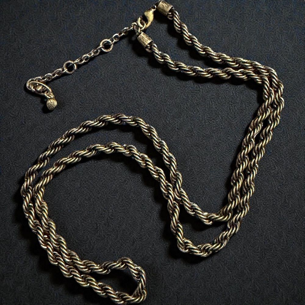 CAbi Chunky Rope Chain Necklace Antiqued Gold Tone Statement Retired Piece